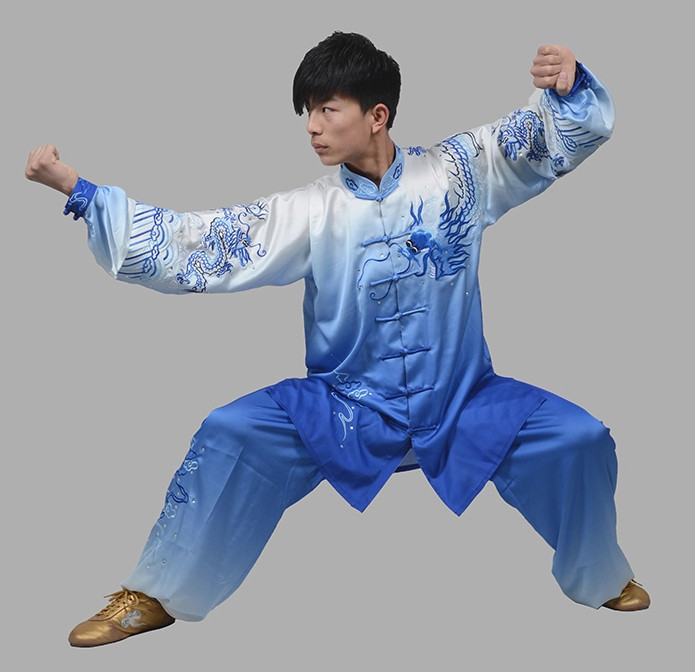 Top Color Transition Kung Fu Martial Arts Dress and Mantle Complete Set