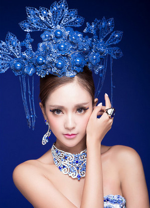 Blue Phoenix Crown Chinese Bridal Wedding Hair Accessories Crown