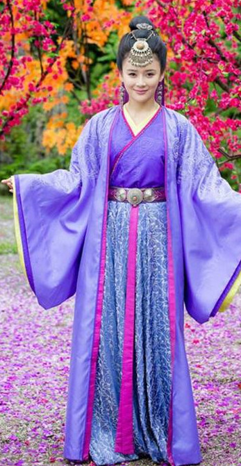 Ancient Chinese Purple Beauty Hanfu Costumes China Fashion and Hair Accessories Complete Set