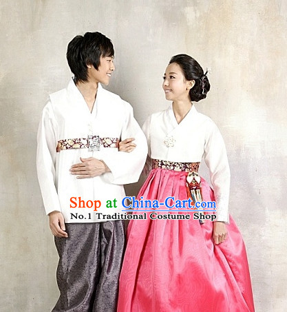 Korean Huband and Wife Special Day Hanbok Dresses Complete Set for Men and Women