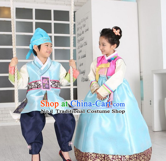 Korean Fashion National Costumes Hanbok Clothes Complete Set for Girls and Boys