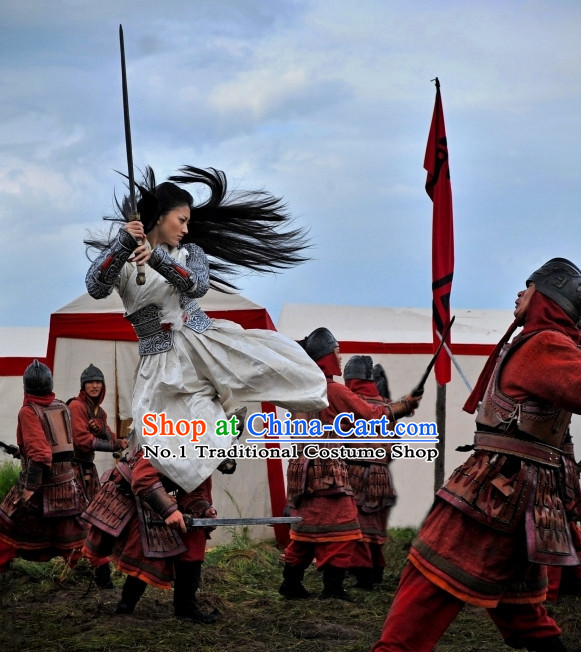 Asian Fashion Chinese Female General Costumes Complete Set