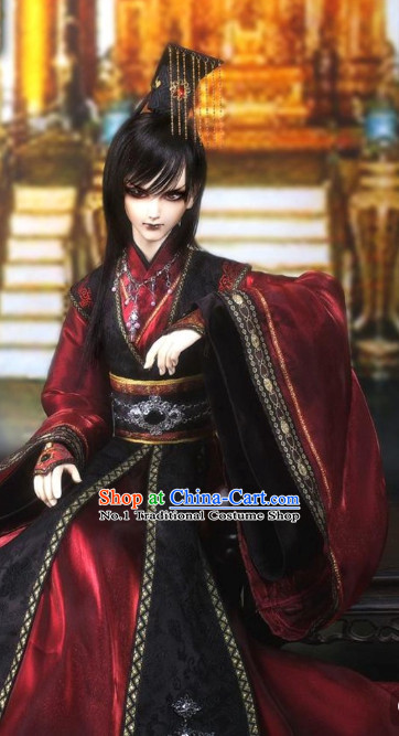 Asian Fashion Chinese Emperor Costumes Hanfu and Crown Complete Set for Men