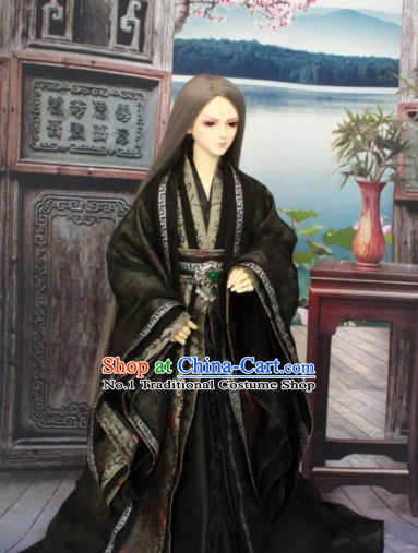 Asia Fashion China Civilization Chinese Black Costumes Hanfu Dresses Complete Set for Men