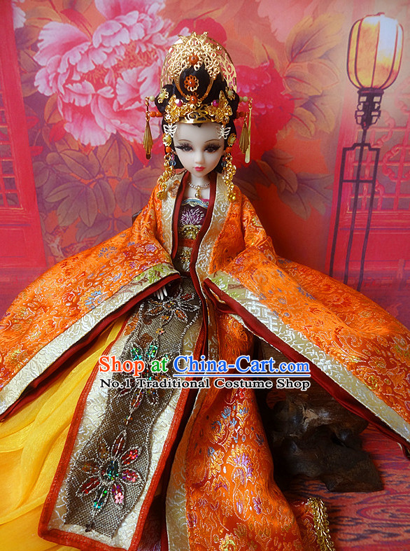 Asia Fashion China Civilization Chinese Princess Hanfu Robe and Hair Accessories Complete Set