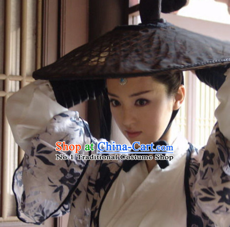 Asian Fashion Chinese Traditional Black Swordsman Bamboo Hat for Men or Women