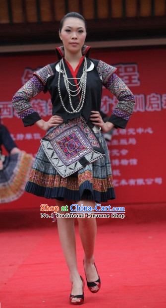 Chinese Traditional Miao Ethnic Clothing Complete Set