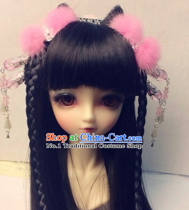Asia Fashion Chinese Ancient Princess Long Balck Wig and Hair Accessories Headbands Hair Jewelry