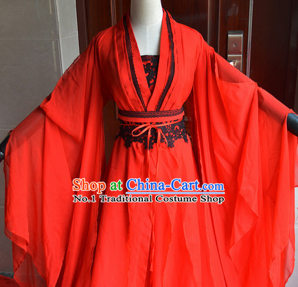 Chinese Ancient Red Wedding Dress Complete Set