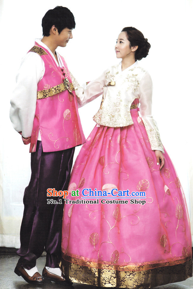 Korean Couple Traditional Dresses Hanbok Clothes Complete Set