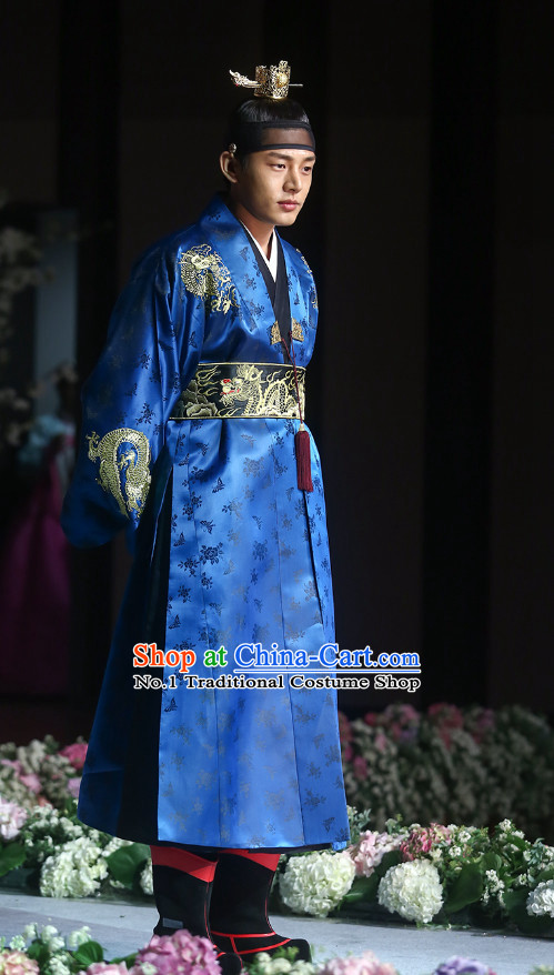 Ancient Korean Emperor Costumes Complete Set and Crown for Men