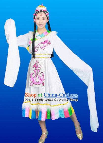 Chinese Tibetan Dance Costumes Female Ethnic Groups Clothes