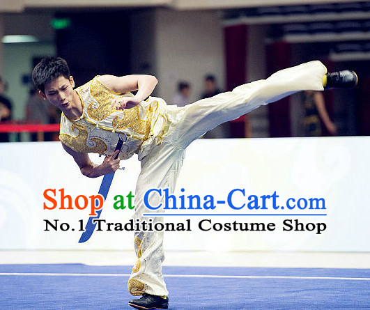 Top Kung Fu Broadsword Costume Martial Arts Broadswords Combat Costumes Kickboxing Equipment Superhero Apparel Karate Clothes Complete Set for Men