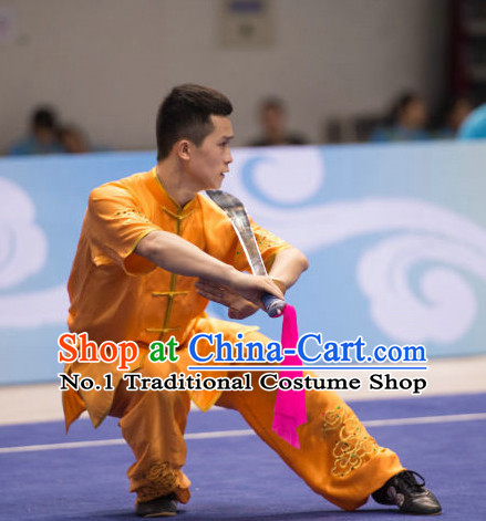 Top Embroidered Kung Fu Broadsword Uniforms Martial Arts Training Uniform Gongfu Clothing Wing Chun Costume Shaolin Clothes Karate Suit for Men