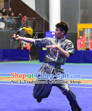 Top Shinning Chinese Wushu Kung Fu Sword Uniforms Kungfu Uniform Martial Arts Competition Costumes for Men