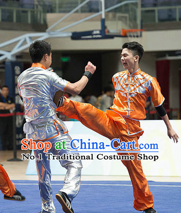 Top Orange Chinese Southern Fist Kung Fu Uniform Martial Arts Uniforms Kungfu Suits Competition Costumes Complete Set