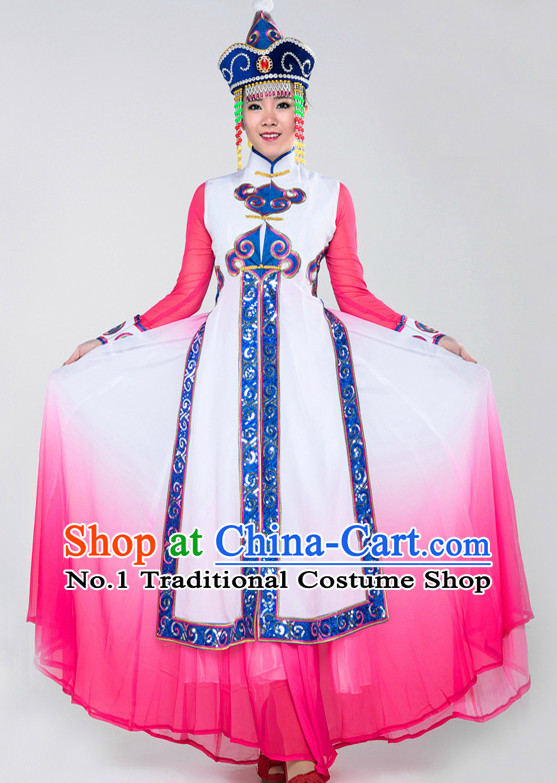 Asian China Mongolian Clothes and Hat Complete Set for Women