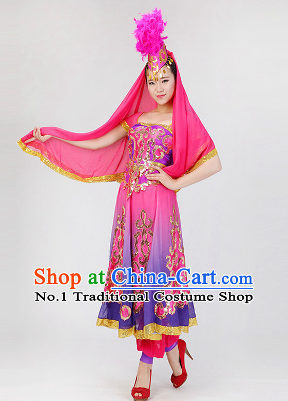 Traditional Chinese Xinjiang Ethnic Clothing Complete Set for Women