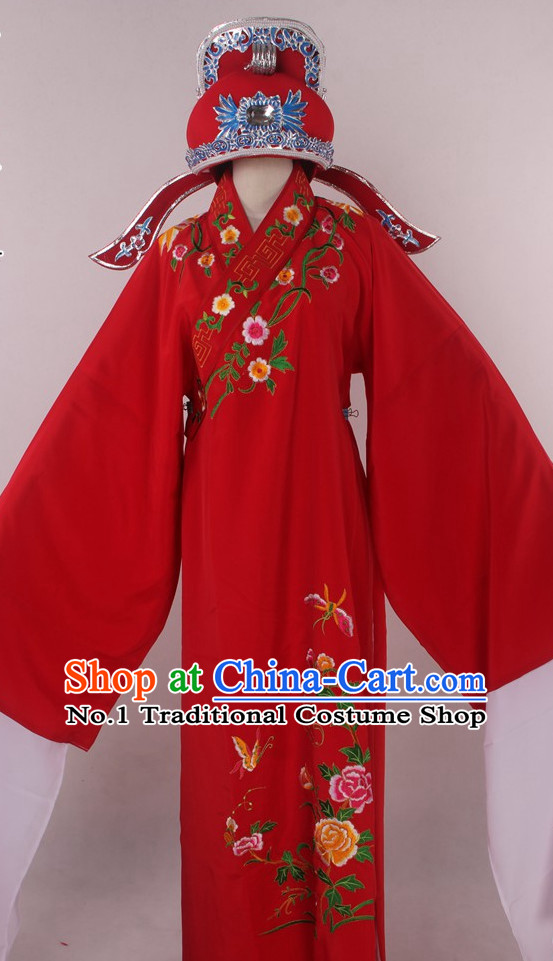 Chinese Culture Chinese Opera Costumes Chinese Cantonese Opera Beijing Opera Costumes Young Scholar Costumes and Hat Complete Set for Men