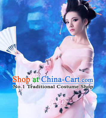 Pink Chinese Ancient Princess Costumes and Headpieces Complete Set