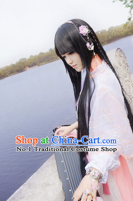China online Shopping Traditional Chinese Fairy Handmade Hair Accessories and Black Long Wigs