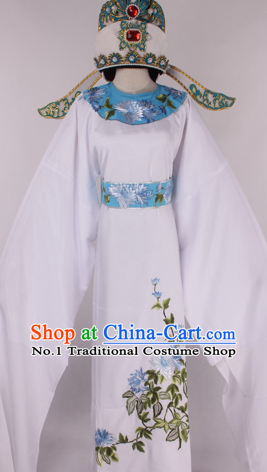 Chinese Traditional Oriental Clothing Theatrical Costumes Opera Young Scholar Young Men Costume and Hat for Men