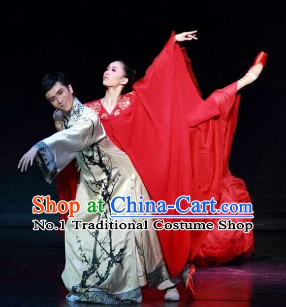 Chinese Traditional Plum Blossom Costumes Complete Set for Men