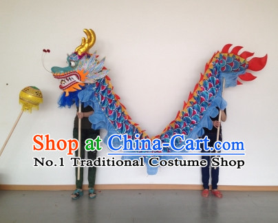 Blue Competition and Parade Dragon Dance Costumes Complete Set for Four People