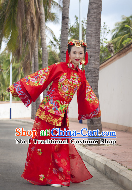 Most Beautiful Chinese Wedding Attire and Hair Accessories Complete Set for Brides