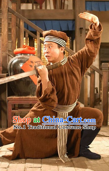 Traditional Chinese Ancient Bodyguard Costumes and Hat Complete Set for Men