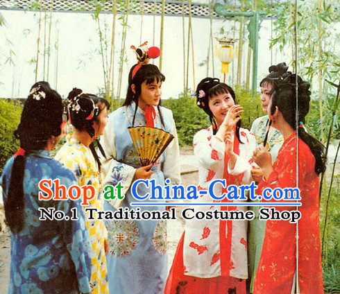 Traditional Chinese Jia Baoyu and Lin Daiyu Costumes 2 Sets for Women and Men