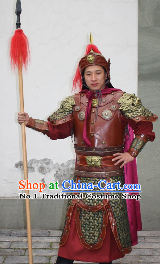 Ancient Chinese General Armor Costumes and Helmet Complete Set for Men
