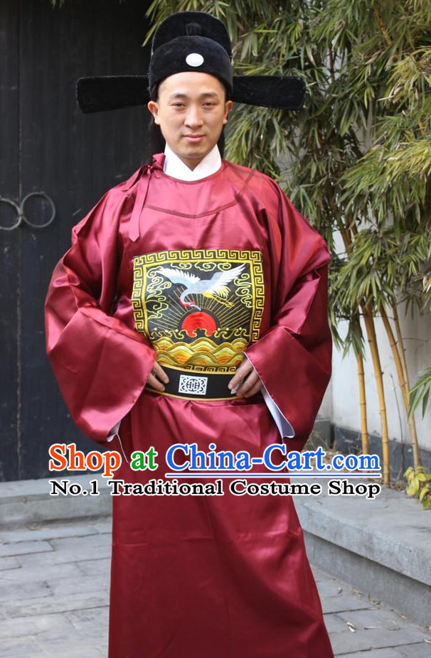 Ancient Chinese Official Costumes and Hat Complete Set for Men