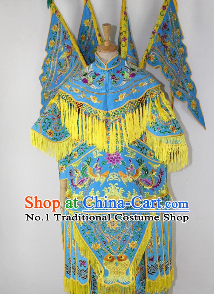 Chinese Ancient Wu Tan Costumes and Hat Complete Set for Kids