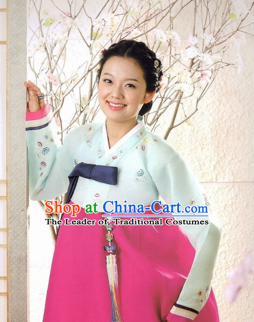 Korean Traditional Hanbok Customs Garment and Hair Accessories Complete Set for Women