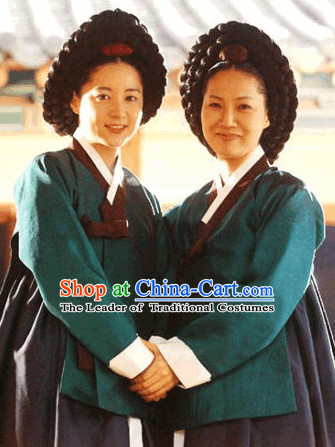 Korean Ancient Hanbok Dress and Wigs Complete Set for Women