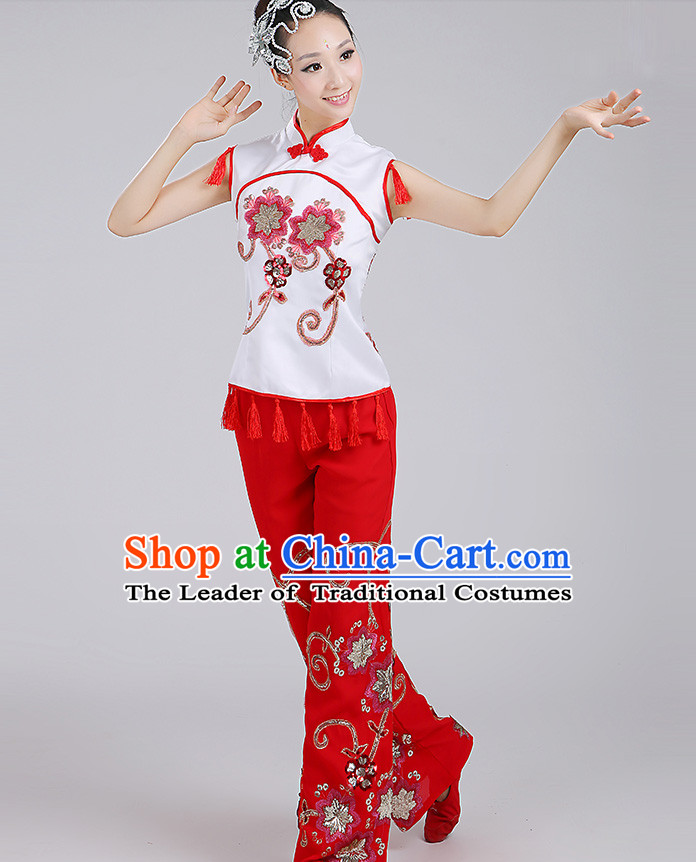 Chinese Group Handkerchief Dancewear Dance Clothes and Hair Decorations Complete Set for Women