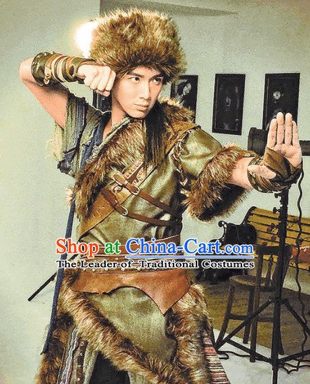 Chinese Ancient Kung Fu Master Costume and Hat for Men