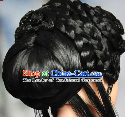 Chinese Black Wigs Tang Dynasty Lady Hair extensions Wigs Fascinators Toupee Long Wigs Hair Pieces Halloween Wigs