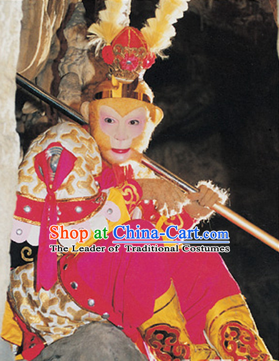 Chinese Sun Wukong Monkey King Costumes and Headpieces Complete Set