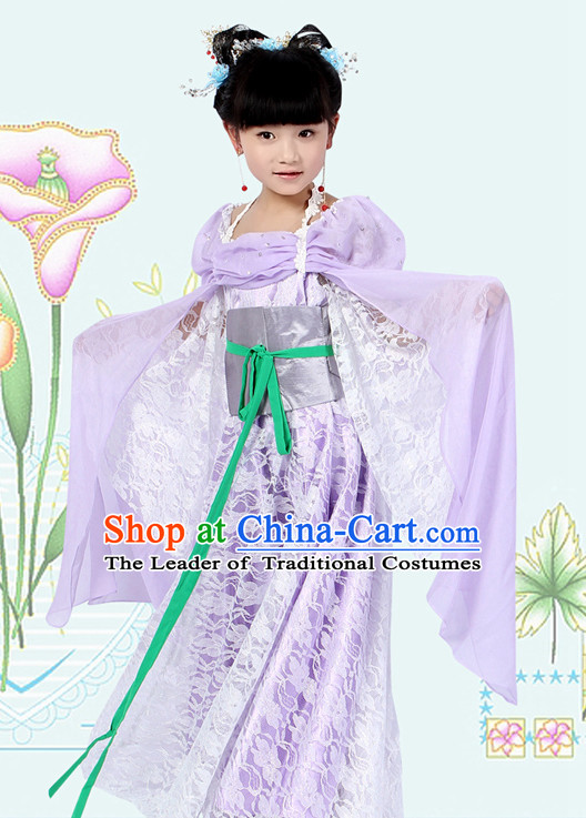 Chinese Princess Halloween Costumes for Kids Baby Hanfu Clothes Toddler Halloween Costume Kids Clothing and Hair Accessories Complete Set
