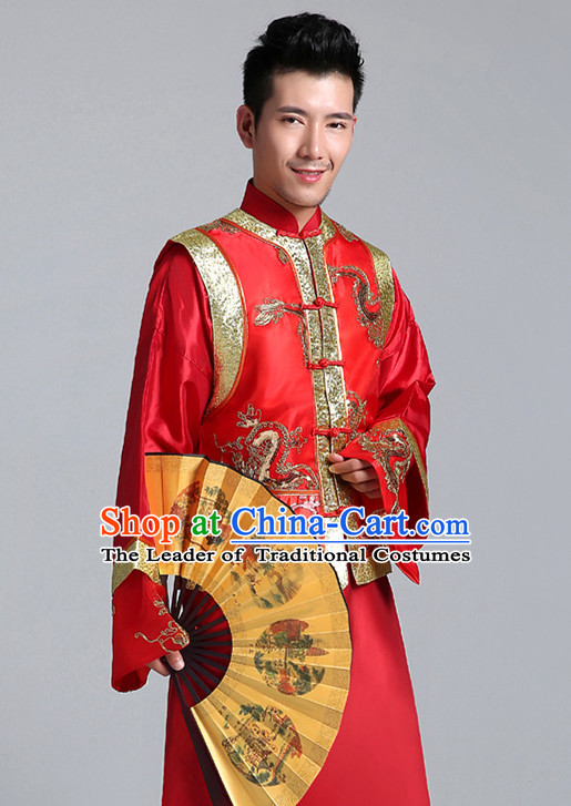 China Minguo Traditional Wedding Skirts and Jackets for Bridegroom
