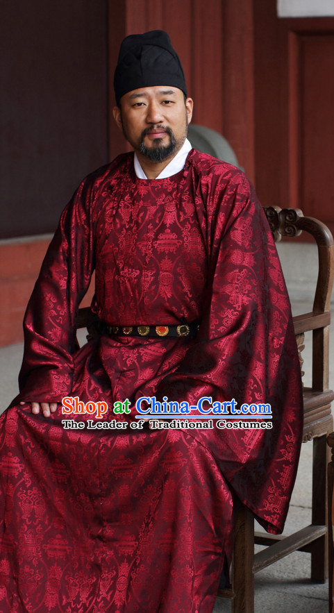 Top Chinese Song Ming Dynasty Clothing and Hat Complete Set for Men