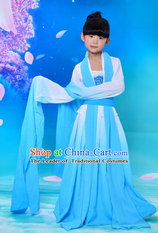 Chinese Classical Long Sleeves Water Sleve Dance Costumes for Kids Children