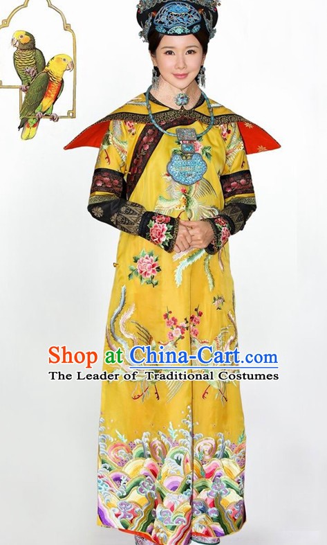 Empress Qing Dynasty Embroidered Robe Dresses Imperial Robe Clothes Set