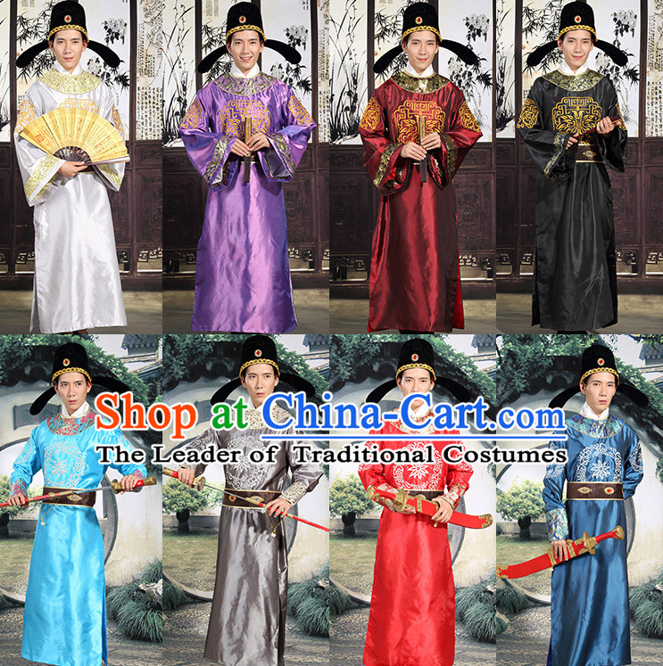 Tang Dynasty Prime Minster Official Costumes and Hat Complete Set