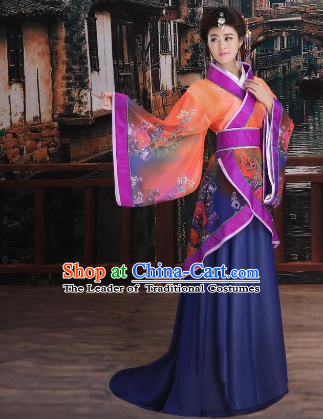 Ancient Chinese Palace Empress Costumes Complete Set, Han Dynasty Ancient Palace Princess Hanfu Dress Suits For Women
