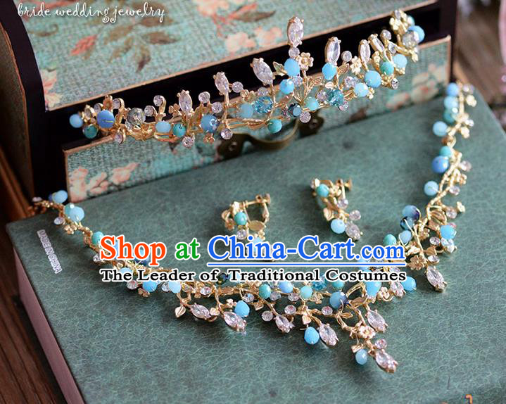 Traditional Jewelry Accessories, Palace Princess Necklace, Wedding Accessories Headwear, Baroco Style Crystal Earrings for Women