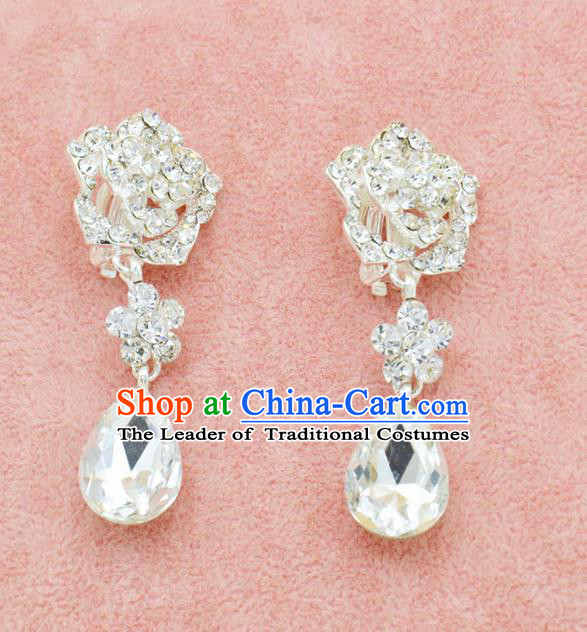 Traditional Wedding Jewelry Accessories, Palace Princess Bride Accessories, Wedding Earring, Baroco Style Crystal Earrings for Women