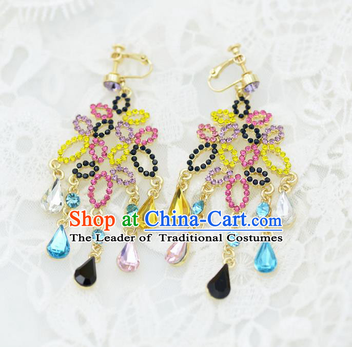 Traditional Wedding Jewelry Accessories, Palace Princess Bride Accessories, Wedding Earring, Baroco Style Long Earrings for Women